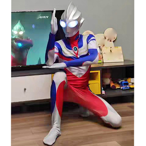 抖音奥特皮套衣服真人演出服装cosplay迪迦曼儿童连体全包紧身衣