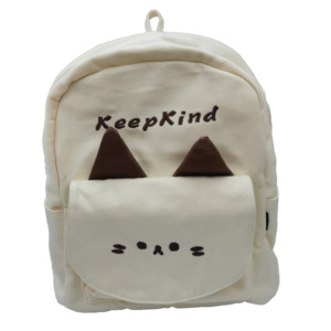 KeepKind原创韩版可爱小猫帆布双肩包学生女背包书包开学生日礼物