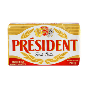 烘焙原料 总统黄油块  淡味发酵无盐动物性奶油200g原装到12.19