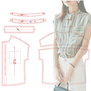 dsy106纸样立领雪纺上衣落肩裁剪图样板时尚女装小众宽松休闲样子