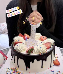 生日蜡烛惊喜音乐糖果礼花喷泉唱歌撒糖蛋糕派对氛围拍照搞怪道具