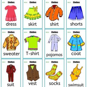 clothes 英语衣服装单词卡片宝宝早教启蒙幼儿园英文教师教具闪卡