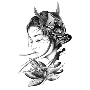 805人付款淘宝满背后背纹身贴防水男女持久大图般若面具艺妓仿真刺青