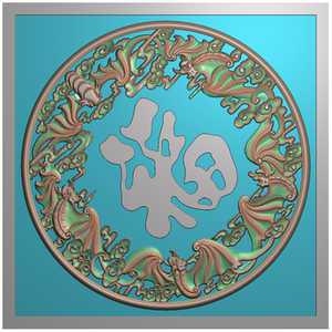 福字蝙蝠福字五蝠捧福菱形砖雕挂件玉雕图带线精雕图