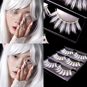 cos夸张特效万圣节圣诞节白色假睫毛冬季冰雪花妆平价创意白眼毛