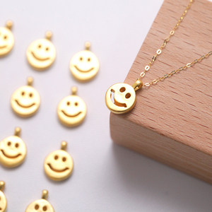 足金999黄金3d硬金笑脸吊坠挂件 微笑表情笑脸双面18k金锁骨项链