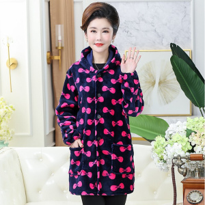 中老年人女珊瑚绒罩衣套褂外套妈妈奶奶厨房围裙法兰绒工作服秋