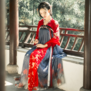 心魄汉服女菩提雪忘川彼岸花刺绣大袖衫对襟齐胸襦裙超仙春秋现货