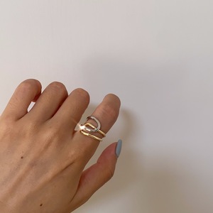 黄铜镀保色真金冷淡风ins金银双色设计感不规则戒指指环网红戒子