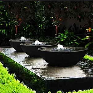 日式庭院黑山石水钵流水户外水池别墅花园喷泉枯山水造景流水景观