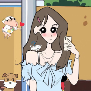 蜡笔小新风格q版头像定制娜娜子手绘简笔画设计卡通情侣漫画约稿