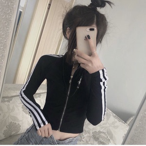 社会女秋季快手网红同款衣服女潮流拼色短款外套精神女显瘦上衣女