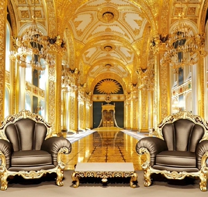 3d欧式大型壁画立体皇室宫殿欧式背景墙墙纸金色教堂沙发背景壁纸