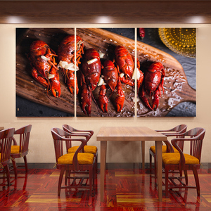 小龙虾装饰画饭店墙面装饰图片龙虾店海报画餐厅墙壁挂画龙虾壁画