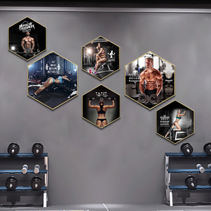 健身房装饰画墙面装饰壁画运动美女猛男墙贴励志海报背景墙挂画