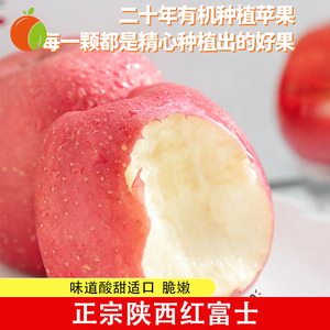 二十年有机种植 徳力邦陕西有机苹果红富士 脆甜无渣饱满多汁水果