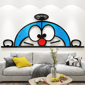 哆啦a梦叮当猫装饰布置儿童房间沙发电视卧室床头背景墙面上贴画