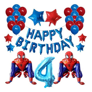 42件套装3D超级英雄男子气球蜘蛛侠生日派对主题装饰儿童玩具