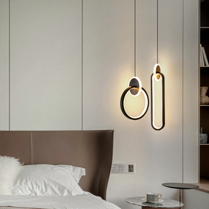卧室床头吊灯现代简约主卧床头灯轻奢网红电视背景墙吊线小吊灯