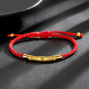 999足金竹节黄金纯金手镯手链女男士手工编织弯管七夕情人节礼物