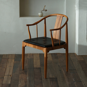 木纳家具原版复刻汉斯瓦格纳中国椅北欧圈椅缅甸柚木实木书桌椅