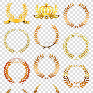 麦穗稻穗png免扣图片橄榄枝小麦徽章 png免抠元素 麦穗 五角星 盾