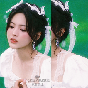 神明少女~杨超越同款白色蝴蝶结发饰发夹子后脑勺网红发夹头饰女