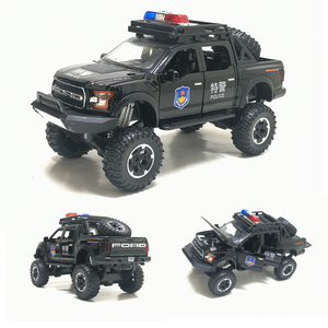 仿真儿童模型盒装福特猛禽f-150皮卡大脚警车汽车合金玩具六开门
