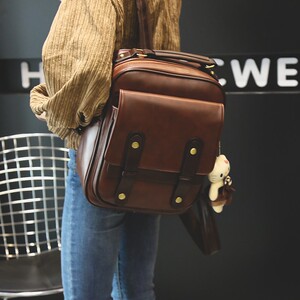 书包复古港风大容量酒红色日系学院风森系原创小众双肩包女英伦