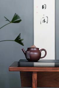 紫砂壶 底槽清六方壶秋石手工壶小壶手把壶 刻绘罗汉190cc0人付款