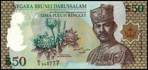 亚洲 全新UNC 文莱50林吉特塑料纪念钞 2004年版 外国钱币 纸币