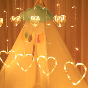 LED彩灯五角星星窗帘灯爱心求婚表白满天星圣诞节日灯室内装饰灯
