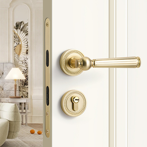 金色室内卧室门锁木门锁家用门把手磁吸静音欧式法式复古房门锁