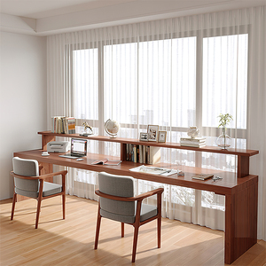 去客厅化双人大长书桌现代简约书法桌家用实木办公桌中式书房桌子