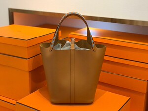 二手闲置品hermes爱马仕picotin菜篮子金棕编织手柄手提包