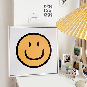极简韩系太阳花装饰画可爱治愈卧室床头画小众文艺ins风笑脸挂画