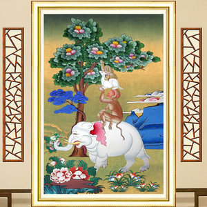 钻石画满钻吉祥四瑞客厅卧室佛教唐卡大象猴子钻石绣点钻十字绣5d