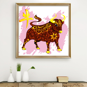 钻石画新款满钻牛年大吉牛气冲天中国风卡通吉祥小牛十字绣线绣5d