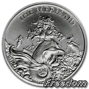 美国2019 神秘动物系列 美人鱼 海妖 2盎司高浮雕银章 定金