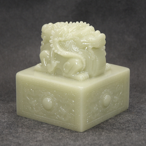 8cm仿玉石双龙印 秦始皇传国玉玺印章摆件 乾隆仿古大印貔貅石料