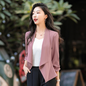 mularsa 小西装外套女秋新款气质休闲百搭修身七分袖薄款西服上衣