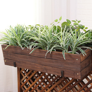 防腐木花箱阳台护栏带挂钩种植箱壁挂式花槽多肉植物实木挂墙花盆