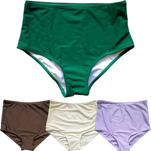 泳衣女单件三角裤高腰弹性面料紧身艺考舞蹈宝石绿咖啡米黄浅紫色