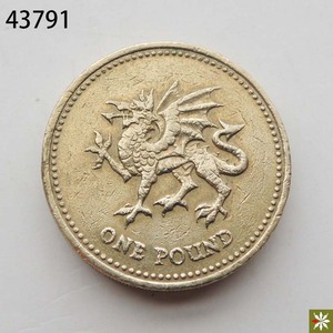 【43791】英国2000年1镑 威尔士龙 225mm 外国硬币保真 满六包邮
