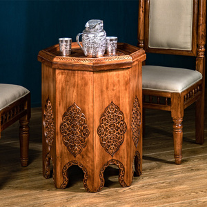 泰吉利东南亚手工木质茶几椅子组合台式风格实木木雕泰国榆木家具