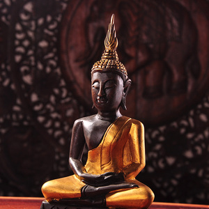 泰国工艺品泰式餐厅美容院实木木雕禅意佛像装饰品释迦牟尼摆件