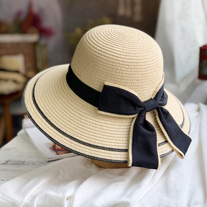草帽女士夏天出游遮阳帽可折叠沙滩帽子防紫外线太阳帽女款防晒帽