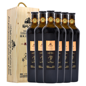 甘肃张掖红酒 国风庄园黑比诺750ml木盒装干红葡萄酒