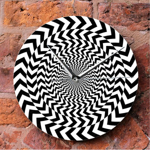 挂钟催眠黑白3d视觉炫酷客厅室内装饰螺旋几何错觉定制跨境钟表