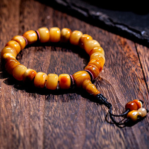 西藏天然鹿骨手串保真老料文玩老物件骨头珠子鹿骨手链佛珠藏区